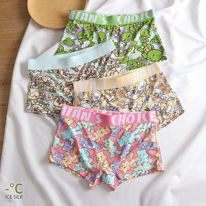 Ice Silk Women Panties Seamless Breathable Lady Underwear Sexy Safety Boxers Shorts Gradient Sports Women's Intimates Boyshorts
