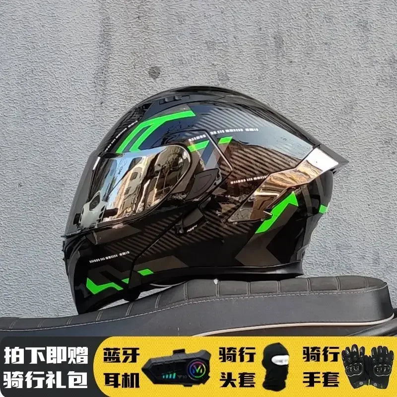 Motorcycle Helmet Full Face Racing Motorbike Helmet with Double Sun Visor Women Man Flip Up Moto Helmets Capacete De Moto