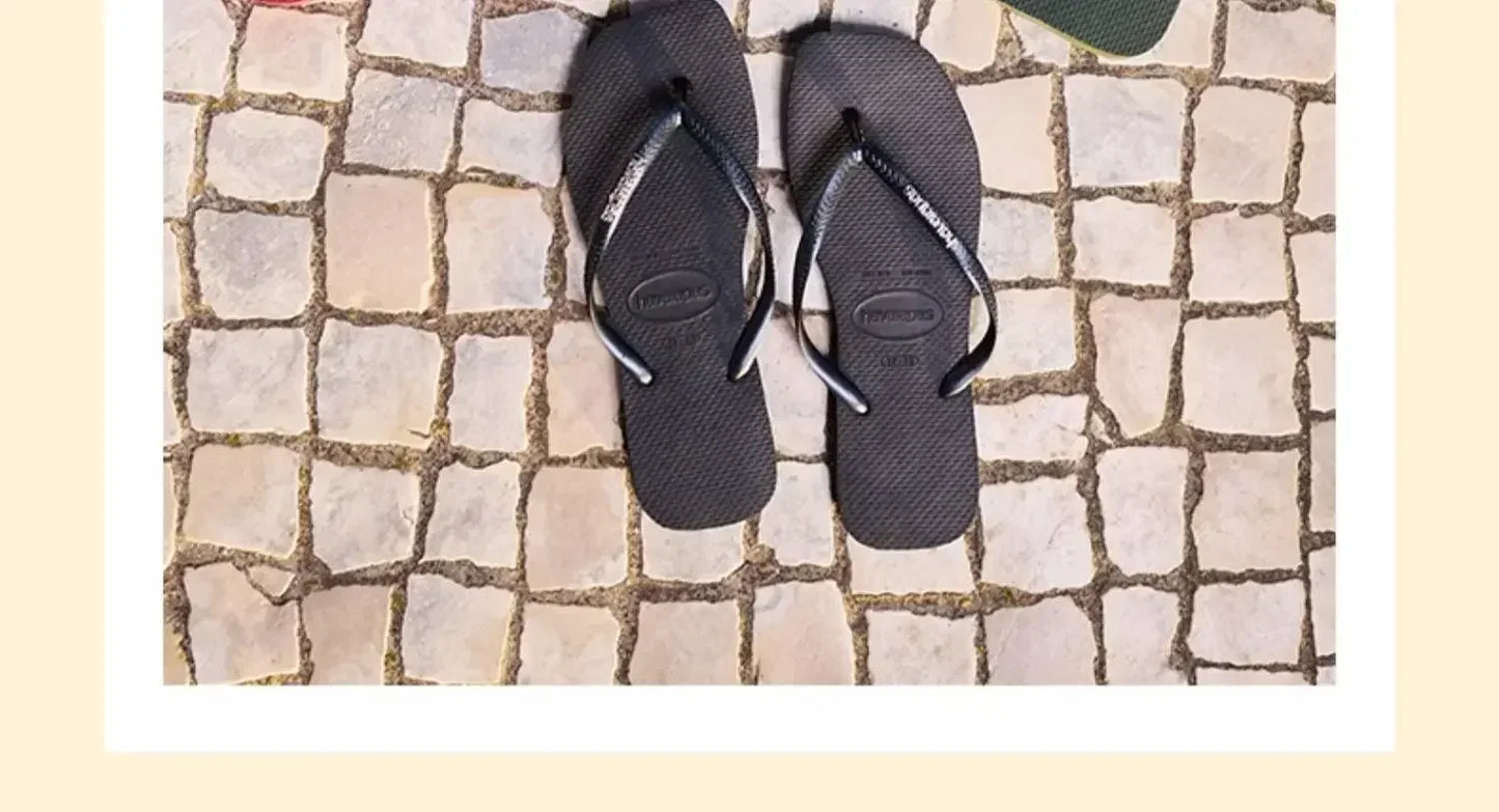2025 Summer New Women's Square Toe Rubber Flip Flops Luxury Casual Outdoor Beach Sandals Size 35-42 Women's Shoes