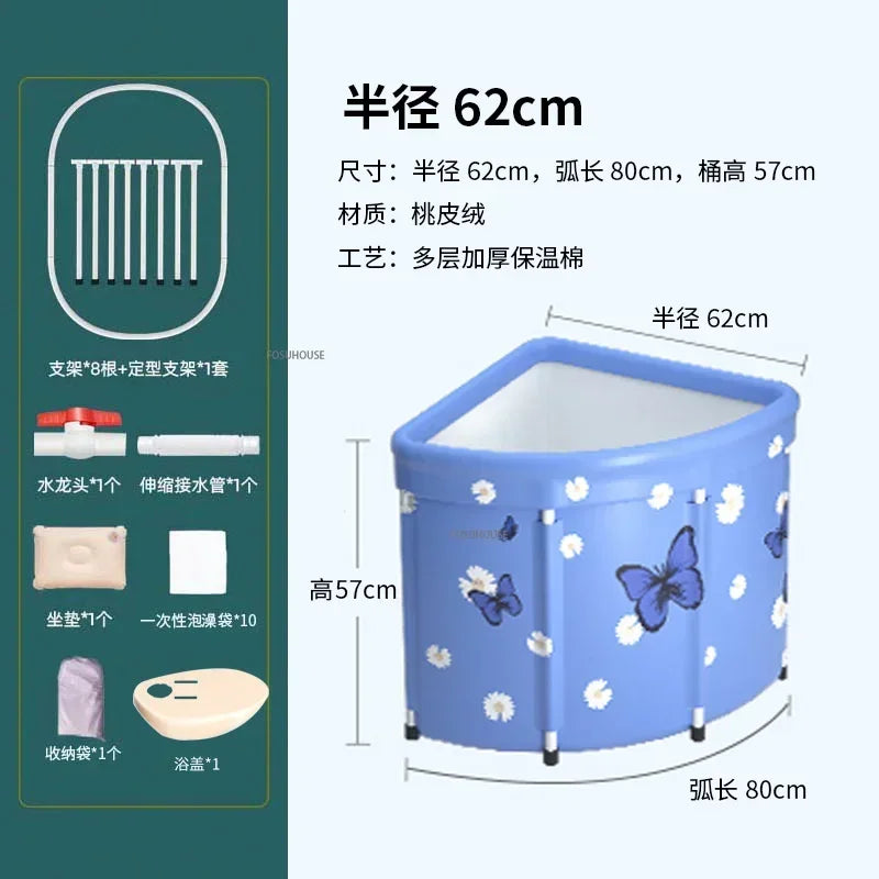 Household Triangular Bathtub Foldable Bath Bucket Swimming Pool Dual-use Portable Steam Sauna Fan-shaped Bath Barrel