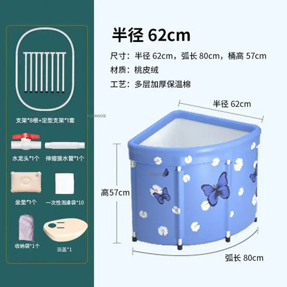 Household Triangular Bathtub Foldable Bath Bucket Swimming Pool Dual-use Portable Steam Sauna Fan-shaped Bath Barrel