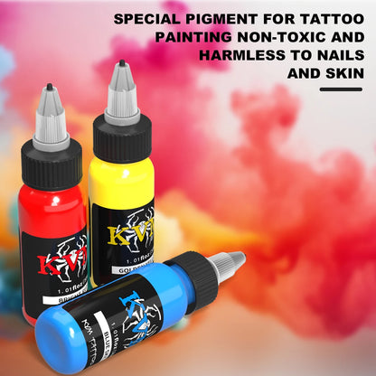 KVM 1oz (30ml) 7/14 Colors Professional Tattoo ink for Body Art Natural Plant Micro Pigment Permanent Tattoo Ink For Body Paint