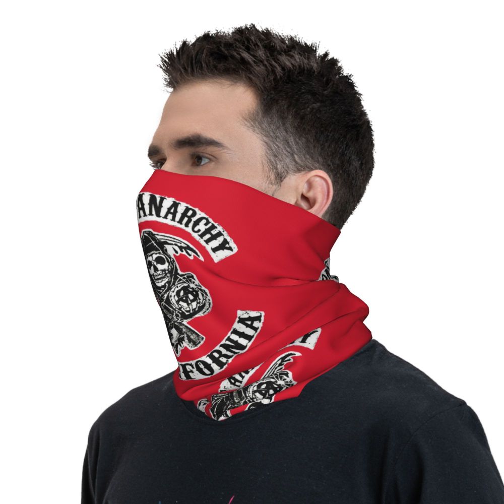 Custom 1 Percenter Essential Sons Bandana Neck Gaiter for Ski Camping Men Women Wrap Scarf TV Show Anarchy Headband Warmer
