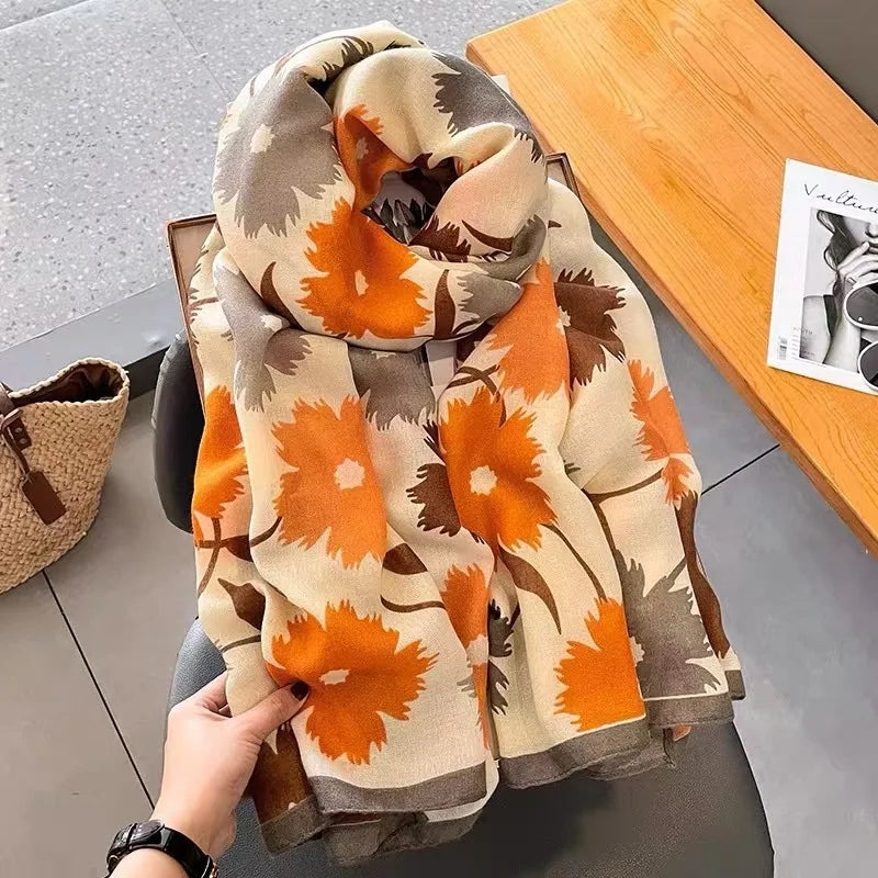 Autumn and Winter Scarf Large Size Cotton and Hemp Women's Cold proof Outdoor Versatile Warm Fashion Korean Edition Fashion Scar
