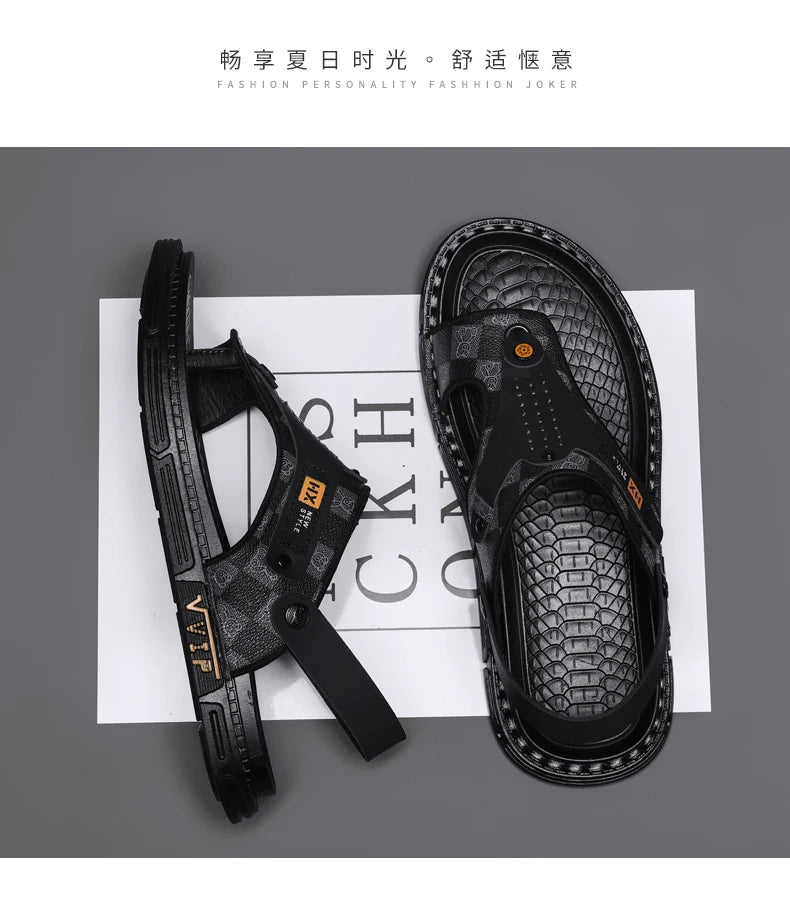 Men's high-quality beach shoes summer outdoor casual flip-flops sandals soft-sole non-slip comfort fashion dual-purpose slippers