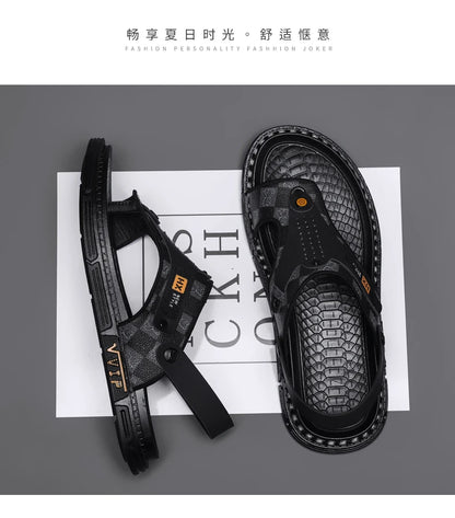 Men's high-quality beach shoes summer outdoor casual flip-flops sandals soft-sole non-slip comfort fashion dual-purpose slippers