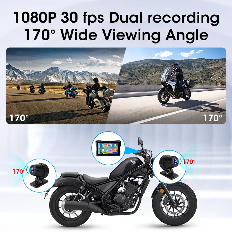 7 inch Motorcycle CarPlay Screen With TPMS GPS for Moto Navigation Display Screen Android Auto Digital Motorcycle Dashboard BT