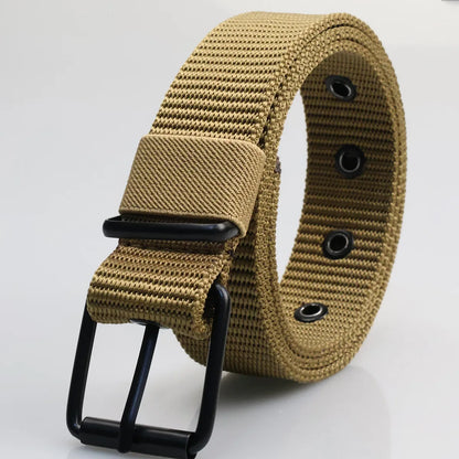 New Porous Pin Buckle Canvas Belt Men's Fashion Versatile Belt Student Youth Military Training Extended Denim Designer Belt