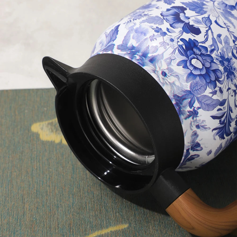 1000ml Vintage Floral Tea Thermos Stainless Steel Tea Kettle Drip-Proof Tea Pot With Tea Infuser Mini Thermo Coffee Pot