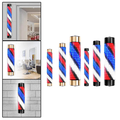 Rotating Barber Rod Lights Barber Shop Pole Waterproof Hair Salon Indoor Neon Signs Wall Mounted Hairdressing Stripes Lights