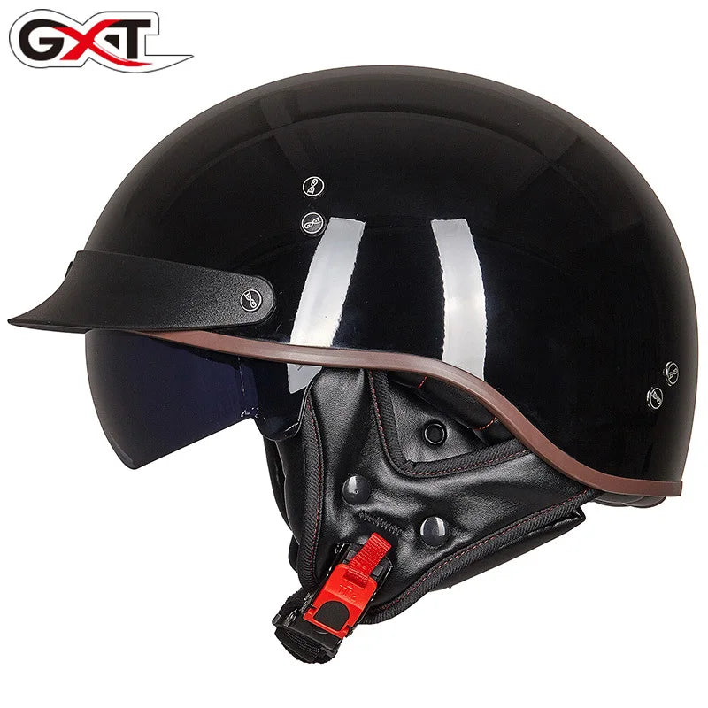 Retro Half Helmet Motorcycle Cruiser Helmet German Style Vintage Casco Moto Open Face Chopper Biker Pilot DOT Capacetes Para