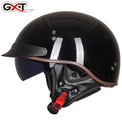 Retro Half Helmet Motorcycle Cruiser Helmet German Style Vintage Casco Moto Open Face Chopper Biker Pilot DOT Capacetes Para