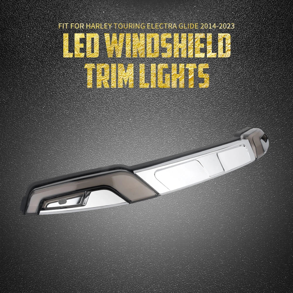 Motorcycle LED Windshield Trim Turn Signal Light For Harley Touring 2014-2025 Electra Street Glide Windscreen Running Side Lamp