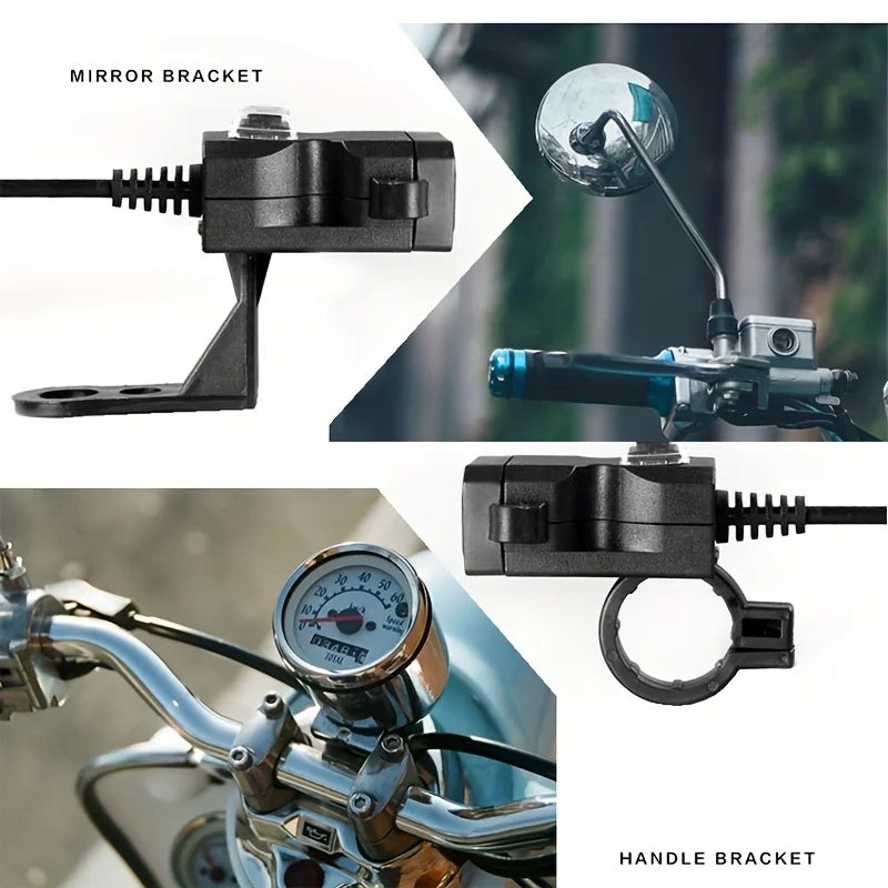 1pcs Motocycle Dual USB Charger Adapter Rearview Mirror Waterproof Power Supply Socket For iPhone Samsung Huawei