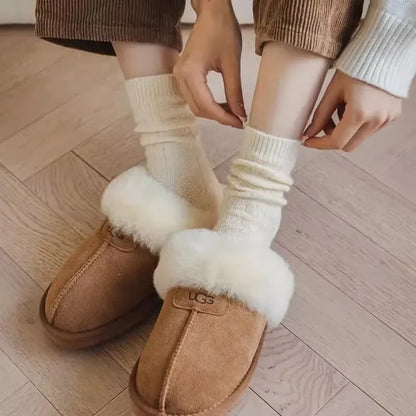 3Pairs Winter Cashmere Wool Socks Women's Winter Diamond Thicken Warm Black White Pack Set Thermal Japanese Fashion Solid Color