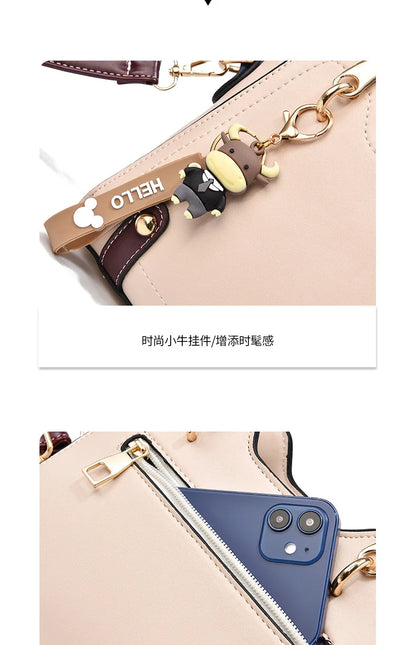 New with Printed Letters Women Square Handbag Messenger Bags with Pendant Office Ladies Bags Female Crossbody Shoulder Bags