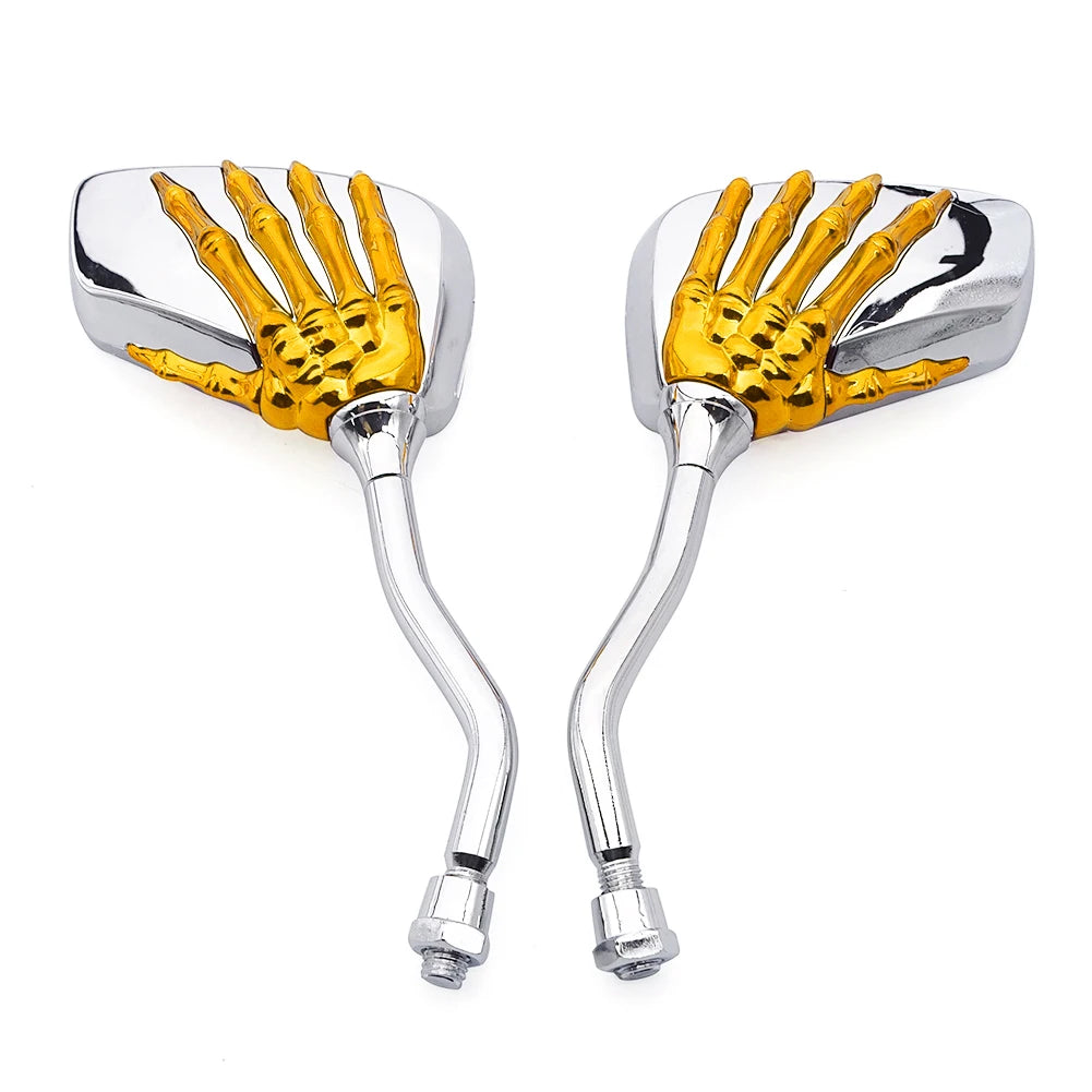 Universal Motorcycle Skull Hand Claw Rear-View Side Mirror Universal Fit Mirror Bolt For Street Sport Bike Chopper Cruiser