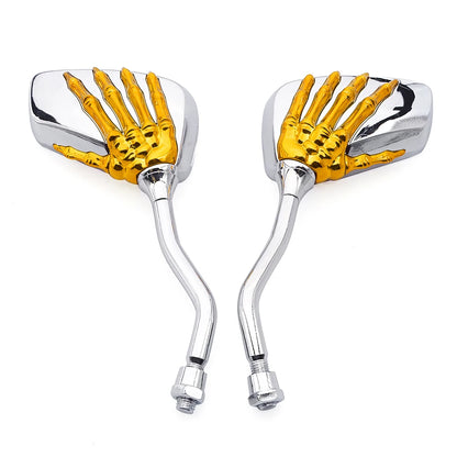 Universal Motorcycle Skull Hand Claw Rear-View Side Mirror Universal Fit Mirror Bolt For Street Sport Bike Chopper Cruiser