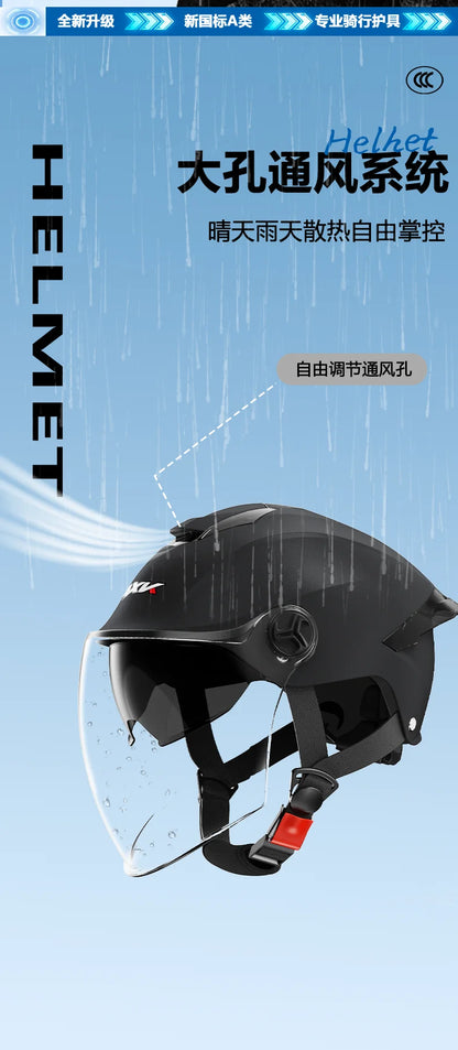 Summer impact protection safety open face motorbike helmet motorcycle short lens ordinary tail wing black