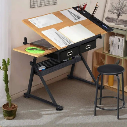 Adjustable Height Drafting Desk for Art, Craft, and Workspaces - Ideal for Artists, Painters, Students, and Adults