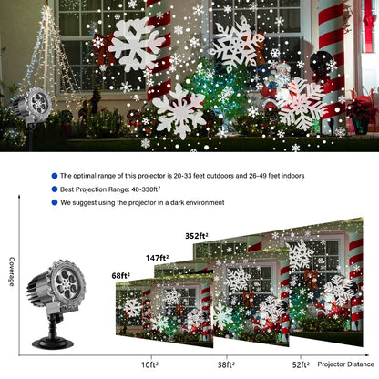 Christmas Snowfull Projection Dynamic Rotate Outdoor Snowflake Projector Lamp Party Waterproof Garden Christmas Decorations 2025