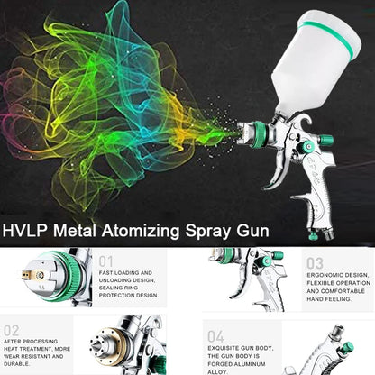 HVLP Spray Gun Adjustable Metal Atomizing Spray Gun for Painting Aerograph Cars Tool Flow Control Sprayer Paint Airbrush Set