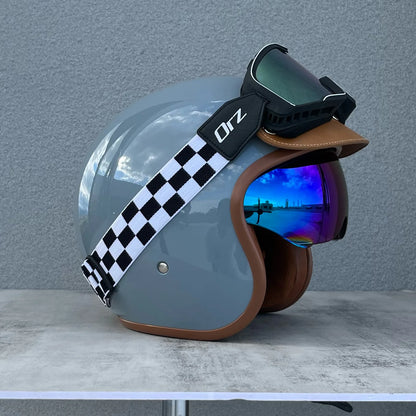 Orz Motorcycle Retro Helmet Men's and Women's Motorcycle Safety Helmet Electric Car Four Seasons 3/4 Half Helmet Scooter
