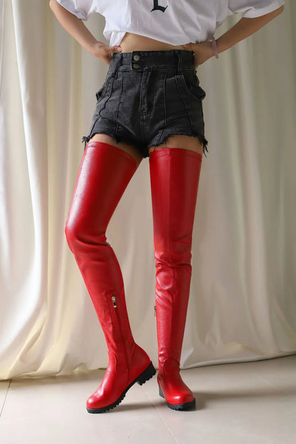 Winter New Plus Size 48 Women's Over The Knee Boots Thick Heel Long Tube Boots Platform Shoes