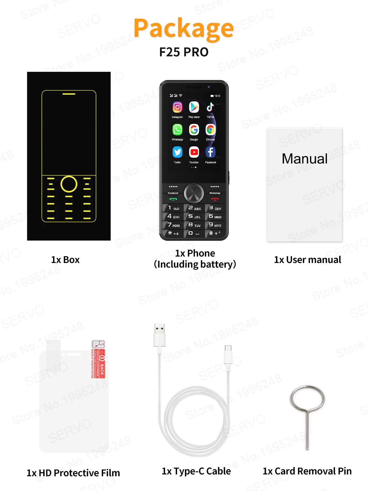 SERVO F25 PRO Android Smartphone 4G LTE 3.5" Touch Screen 2GB+16GB Play Store GPS FM Radio Button Smart Phones Dual SIM Standby