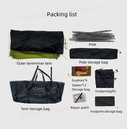 3F UL GEAR Taiji 1 Tent Outdoor Camping 1 Person Tent Ultralight 15D Nylon Tent Waterproof Hiking Mountaineering