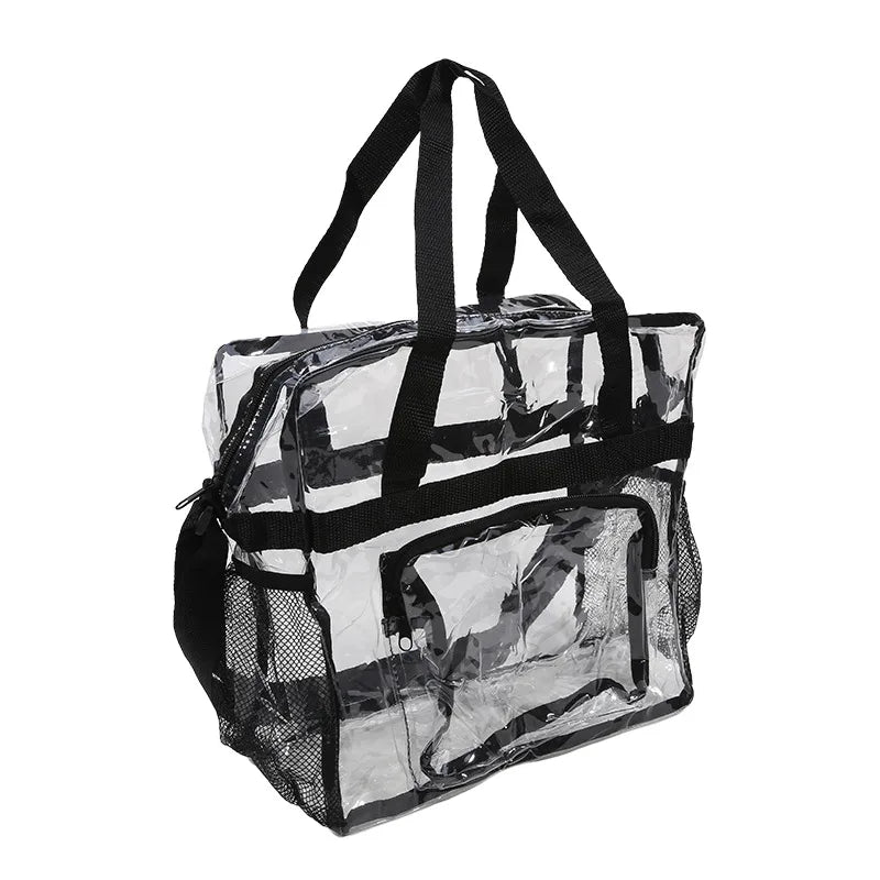 Portable PVC Transparent Shoulder Crossbody Bag Tote Satchel Handbag for Women Lady Large Capacity Clear Bag Shopping Handbag