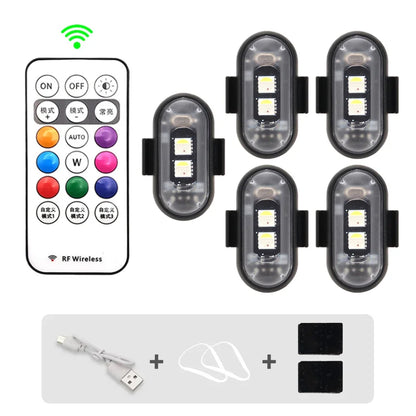 Wireless Car Atmosphere Light LED Strobe Lights Warning Lights RGB Led Aircraft Strobe Lights Car Motorcycle LED Lamp