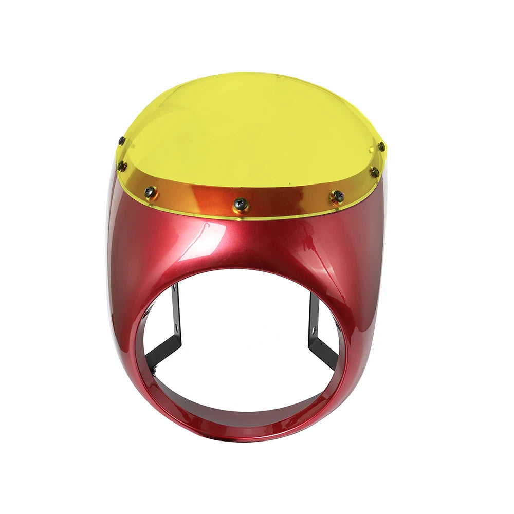 Motorcycle Red/White Front Headlight Fairing Windshield For Cafe Racer Honda Universal 7inch/16.5~18cm Retro Headlamp Windscreen