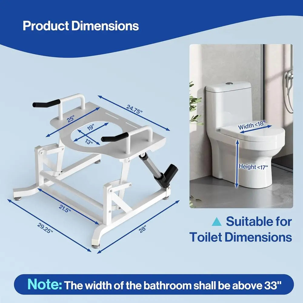 Electric Toilet Lift Seat - Powered Toilet Seat Risers with Handles for Seniors and Disabled, Height Adjustable, Support to 330l