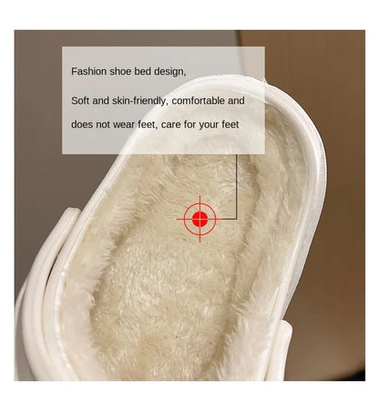 Winter Women Slippers Platform Clogs Warm Furry Slippers Fur Indoor Home Cotton Shoes Female Fluffy Slides Plush Slippers