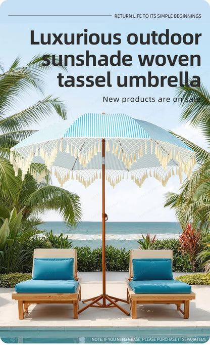 Seaside Resort Beach Umbrella Courtyard Tassel Sun Umbrella Pool Sun Protection Terrace Shade