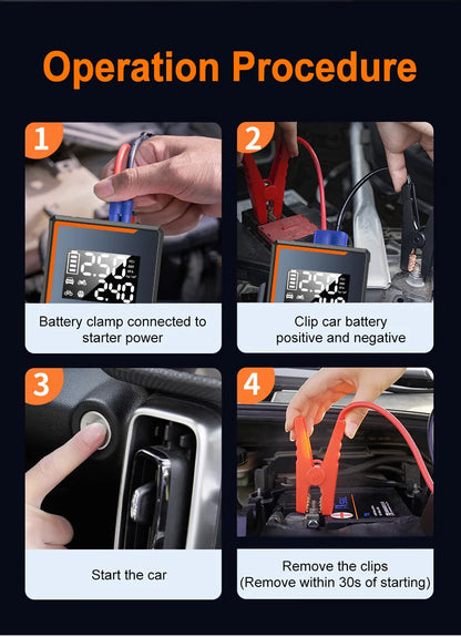 2025 Newest All-in-One Car Emergency Jump Starter & Air Pump 1200A Peak 150PSI Tire Inflator with LED Light & Power Bank