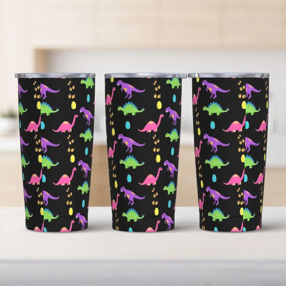 Stainless Steel Tumbler Dinosaur Silhouette Mugs Cup With Straws Animal Beach Cold Drink Water Bottle Insulated Thermal Mug