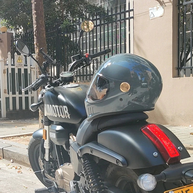 Dot-approved, motorcycle full-cover vintage helmet, Cafe cruiser helmet, PC lenses, suede lining