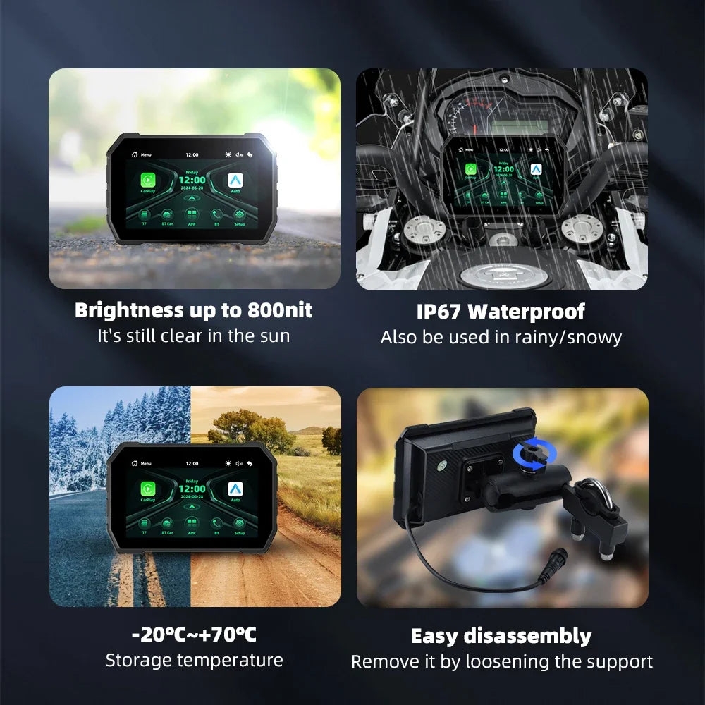 5 inch Wireless CarPlay Moto Android Auto Digital Motorcycle Dashboard GPS Motorcycle Navigation Two Theme Display Screen