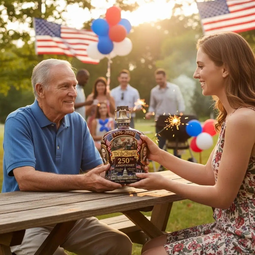 250 Anniversary USA Ornament, 250th Anniversary Commemorative Whiskey Bottle, Drink Party Personal Reserve Patriotic Decoration