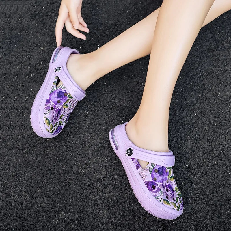 Women's Ethnic Shoes Clogs Soft Sole Two-way Wear for Beach Mules and Pool Women Garden Slides Indoor Nursing Clogs Sandals