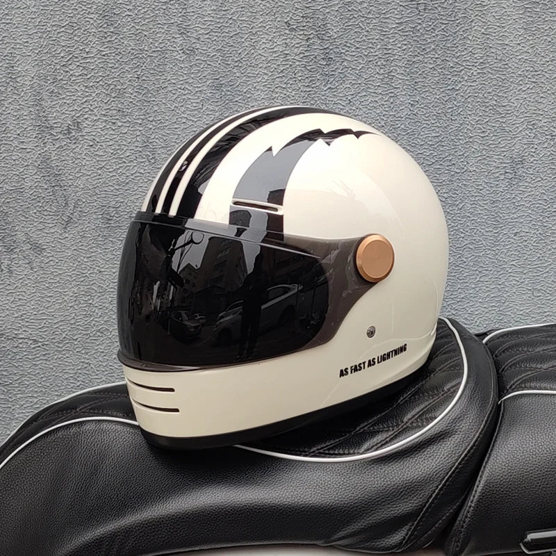 ORZ Retro full face motorcycle helmet - Classic design, suitable for both men and women, with safety protection certified by 806