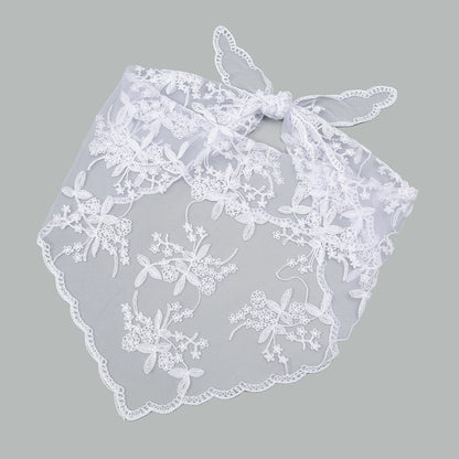 Wholesale French Lace Triangle Scarf Embroidered Flower Lace Scarf Small Shawl Crochet Head Scarf Headwraps Bandana For Women