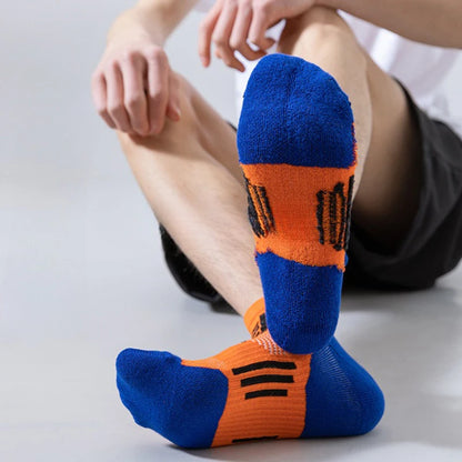 2023 New Men Sports Socks Professional Outdoor Basketball Cushion Terry Towel Bottom Non-Slip Running Breathable Socks