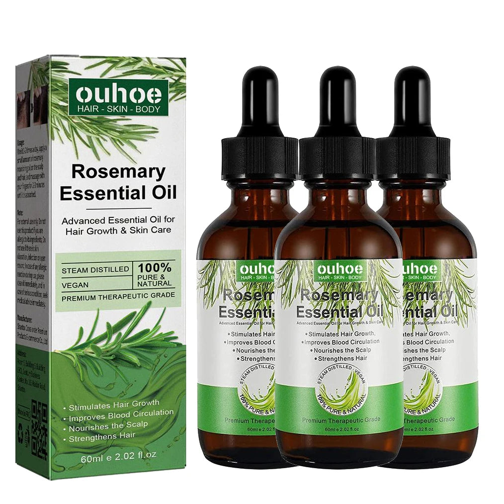 Rosemary Essential Oil with Dropper, 1/3PCS Rosemary Oil for Hair Growth, Hair Strengthening, Nourishing & Volumizing Refreshing