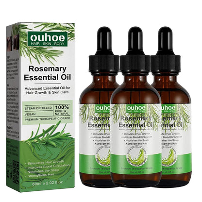 Rosemary Essential Oil with Dropper, 1/3PCS Rosemary Oil for Hair Growth, Hair Strengthening, Nourishing & Volumizing Refreshing
