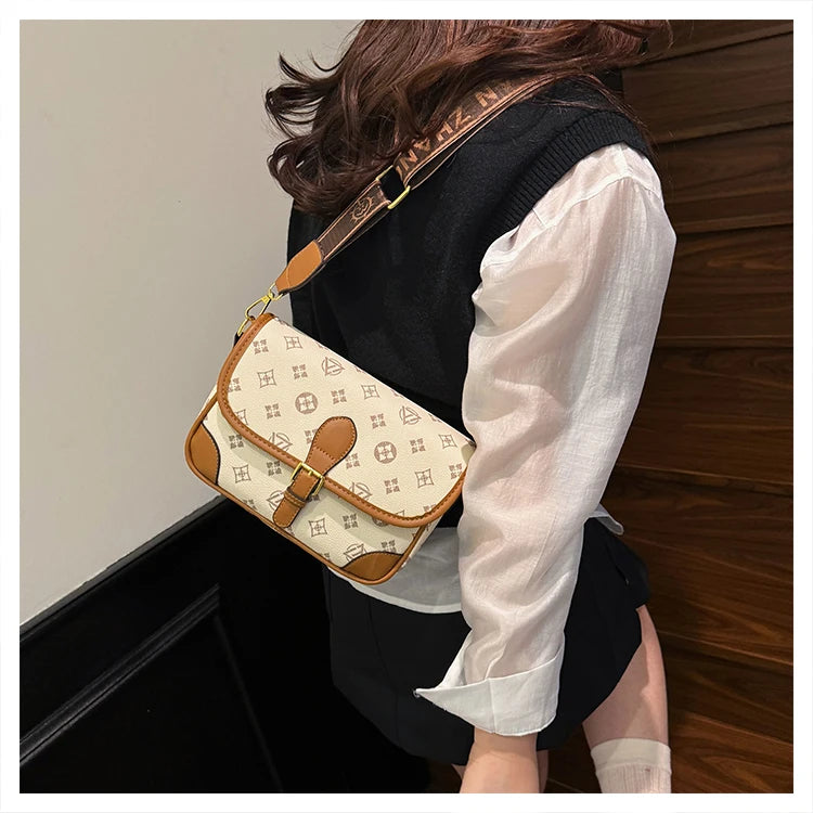 New Classic Texture Crossbody Bag Versatile Crossbody Bag High-End Underarm Bag Nurse Bag Wide Shoulder Strap Bag
