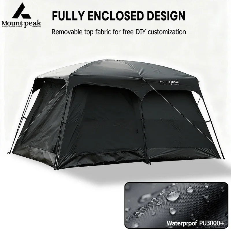 Mount Peak offers two-bedroom tents that can accommodate 5-8 people, and outdoor camping park family tents with sunshades.