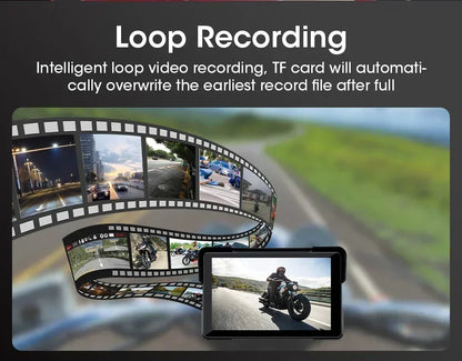 7 inch Portable Motorcycle Navigation Support 2K Camera  IPX7 Waterproof LCD Display For Wireless CarPlay Android Auto